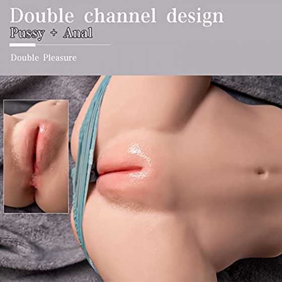 Sex Doll Male Masturbator Pocket Pussy Ass with Virgin Tight, 2 Hole Realistic with Strong Suction Channel, Kingdemer Sex Toy fo