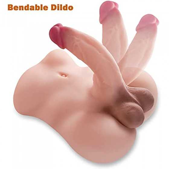 Male Torso Sex Doll for Women with Realistic Flexible Dildo and Slideable Balls + Shemale Sex Doll Torso with Realistic Dildo Br