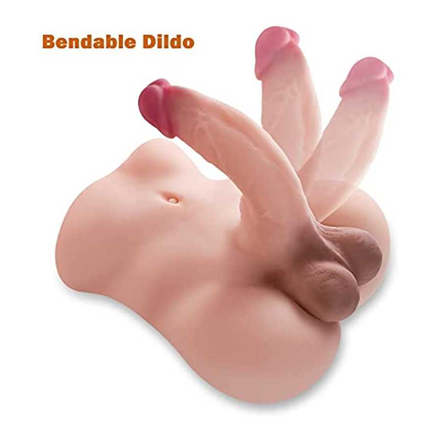 Male Torso Sex Doll for Women with Realistic Flexible Dildo and Slideable Balls + Shemale Sex Doll Torso with Realistic Dildo Br