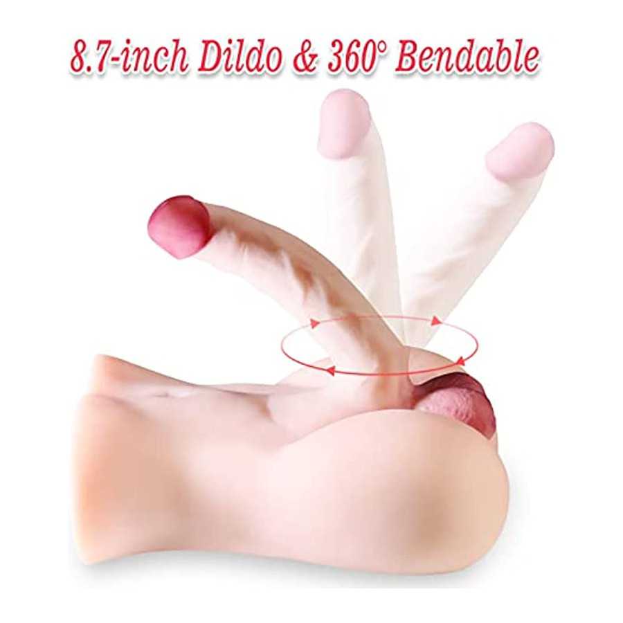 SEX DOLL CENTER 7.7LB Sex Doll with 8.7inch Dildo for Women Masturbation, Love Sexdoll with Flexible Penis for Lesbian Gay, Fema