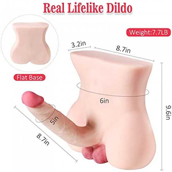 SEX DOLL CENTER 7.7LB Sex Doll with 8.7inch Dildo for Women Masturbation, Love Sexdoll with Flexible Penis for Lesbian Gay, Fema