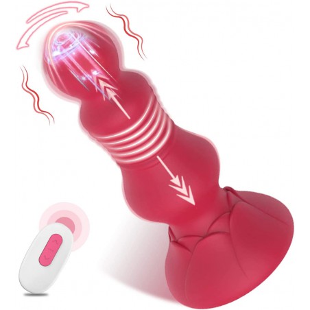 Thrusting Anal Vibrator, LUFUNY Prostate Massager Anal Toy with 10 Vibrating & Thrusting Modes, Button & Remote Control Anal But