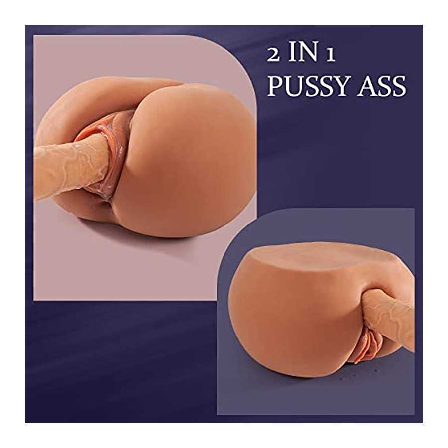 Realistic Male Masturbator Sex Doll for Men with Plump Labia, Realistic Butt Silicone Pocket Pussy with Vagina Anal Stroker, 4.8