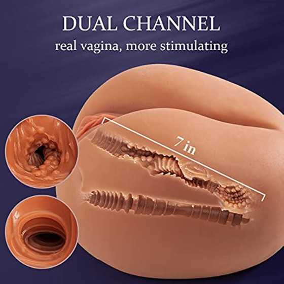 Realistic Male Masturbator Sex Doll for Men with Plump Labia, Realistic Butt Silicone Pocket Pussy with Vagina Anal Stroker, 4.8