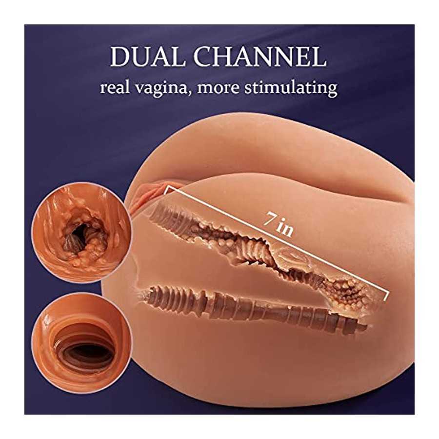 Realistic Male Masturbator Sex Doll for Men with Plump Labia, Realistic Butt Silicone Pocket Pussy with Vagina Anal Stroker, 4.8