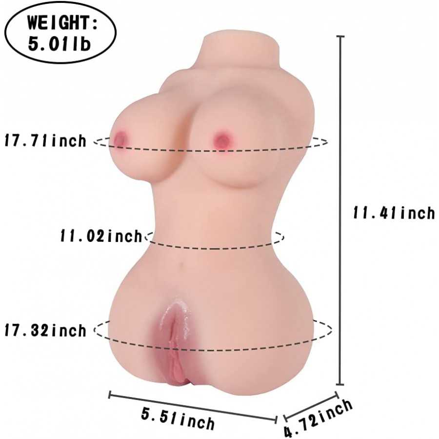 5 LBS Sex Doll Male Masturbator, with 3D Realistic Textured Virgin Vagina with Anal Channel & Soft Big Boobs,Torso Doll Lifelike