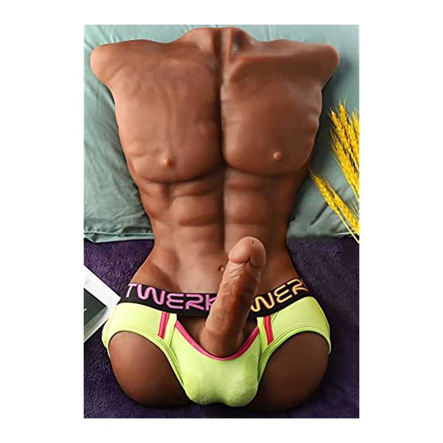 Sex Doll with Male Torso Half-Body,Sexpower 16.9lb Sex Doll with Flexible Dildo for Women, Gay Sex Doll with Tight Anal Hole ,Un