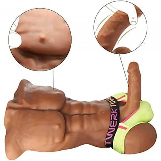 Sex Doll with Male Torso Half-Body,Sexpower 16.9lb Sex Doll with Flexible Dildo for Women, Gay Sex Doll with Tight Anal Hole ,Un