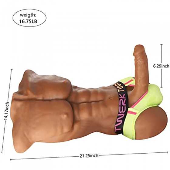 Sex Doll with Male Torso Half-Body,Sexpower 16.9lb Sex Doll with Flexible Dildo for Women, Gay Sex Doll with Tight Anal Hole ,Un