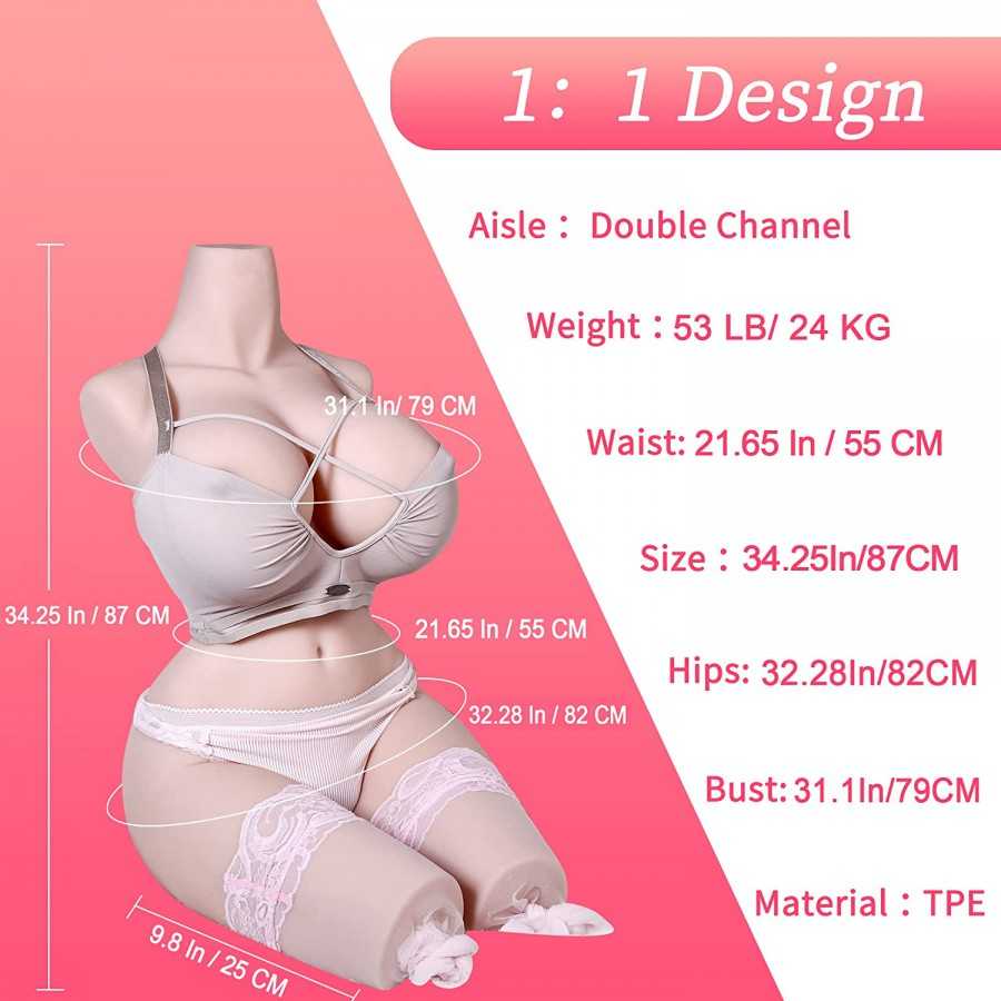 Life Size Sex Doll Male Masturbator for Men with Realistic Big Boobs Pussy Ass Butt, Female Torso Body Doll Adult Love Doll with