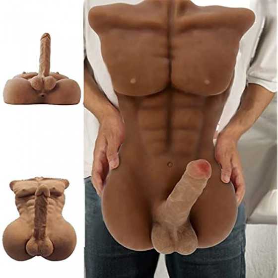 SHAJIE 6.5KG Realistic Sex Doll with Huge Dildo, Real Male Torso, Lifelike Muscles and Anal Tight Holes, Unisex, Sex Toys for Co