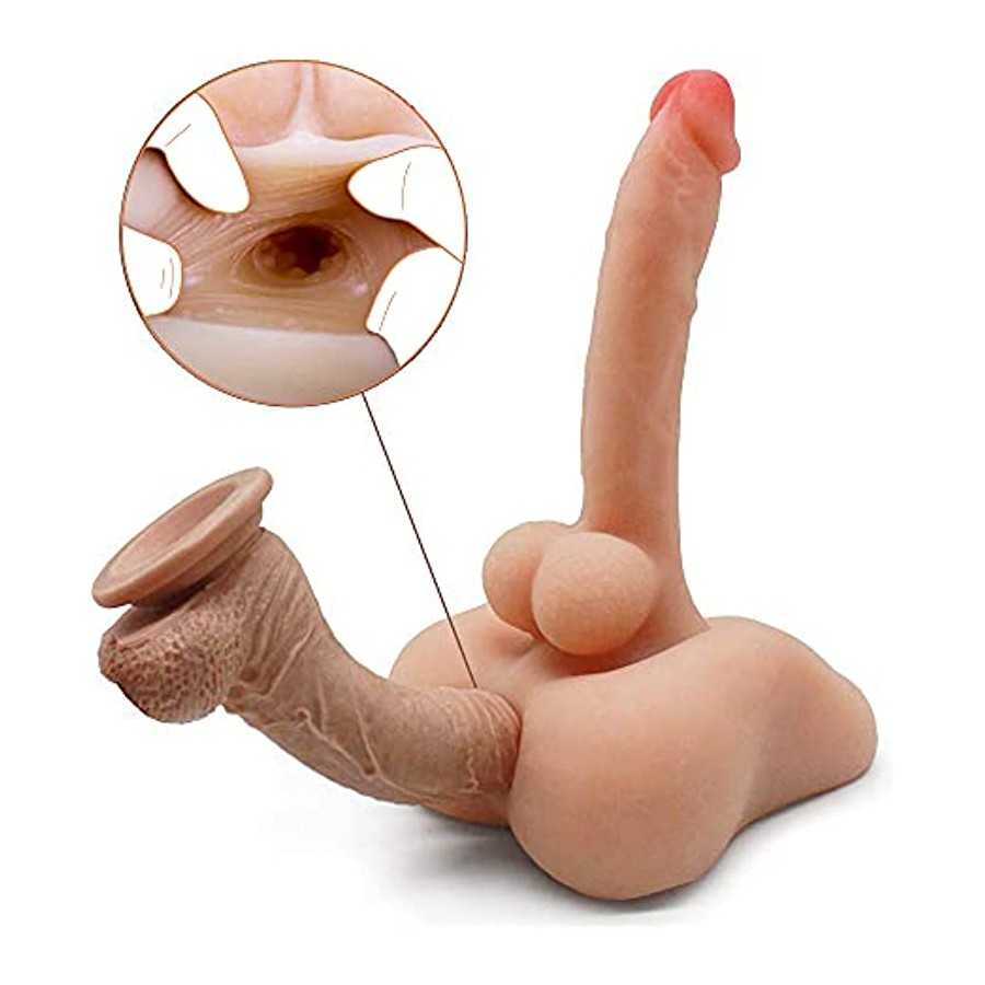 Men Penis Doll, 7 inch Realistic Dildo Flexible G-spot Cock with Flat Base and Tight Anal Hole Unisex Masturbation Toys for Wome
