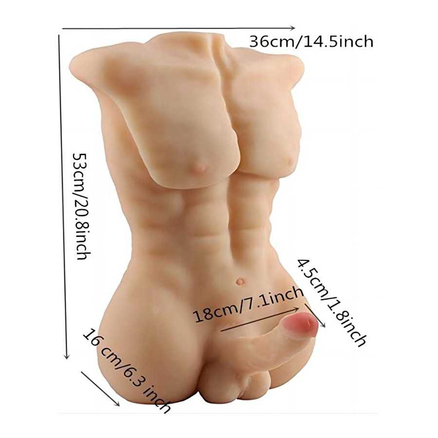 Male Sex Doll Torso Dildo Sex Toy for Women, Huge Penis Love Doll with Tight Anal Sex Realistic Long Dildo Sex Toys for Female M