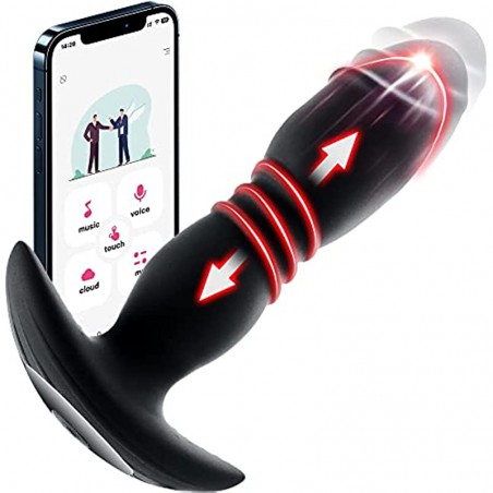 Thrusting Anal Plug -Prostate Massager with App Control Adult Sex Toys Dildo Vibrator with 4 Thrusting & Vibrating Modes, G-Spot