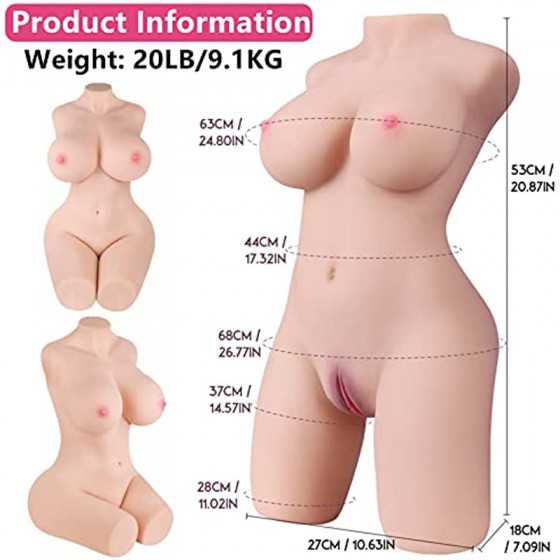 20LB Sex Doll for Male Masturbator Adult Sex Doll Toys, Female Sex Doll Torso with Realistic Boobs Vagina Anus Pocket Pussy Sex 