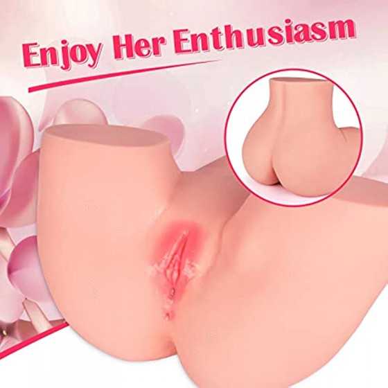 Lifelike Male Masturbator Sex Doll Pocket Pussy Ass Realistic Big Butt with Vaginal Anal Sex Stroker, Female Body Torso Hip Adul