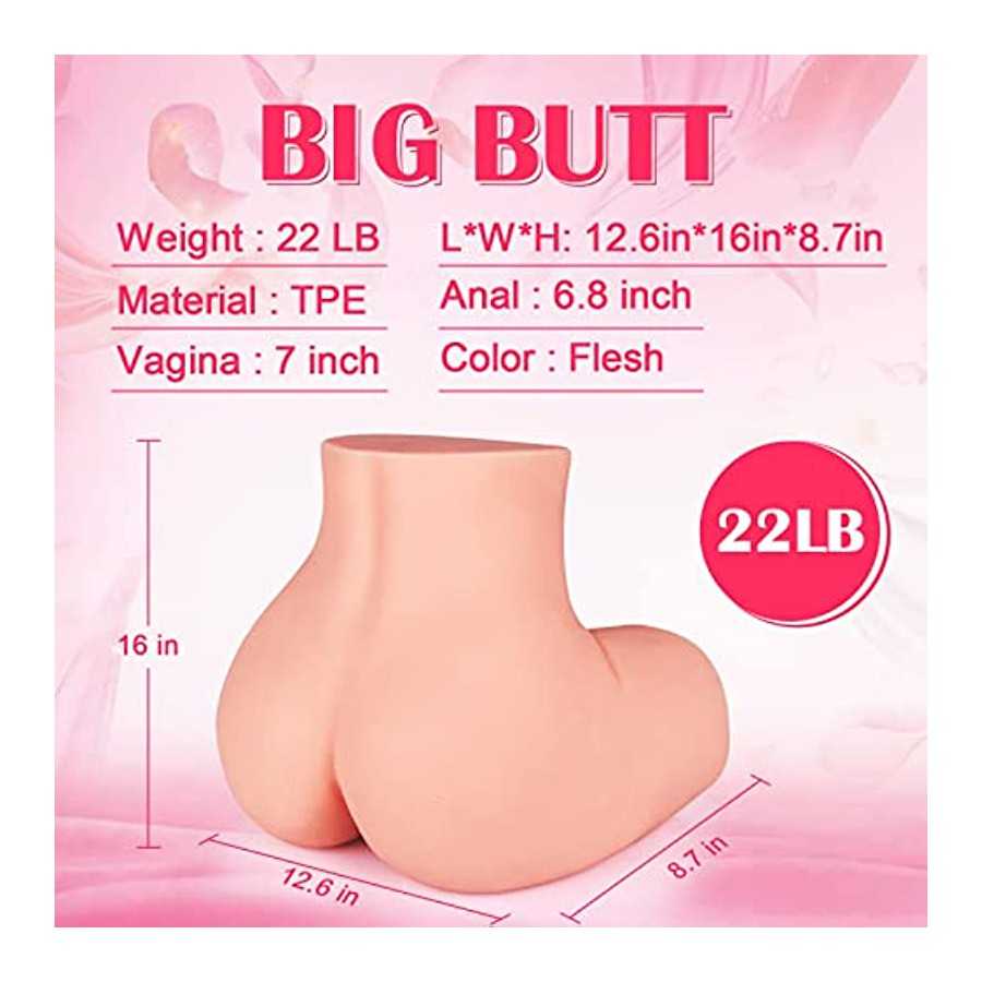 Lifelike Male Masturbator Sex Doll Pocket Pussy Ass Realistic Big Butt with Vaginal Anal Sex Stroker, Female Body Torso Hip Adul