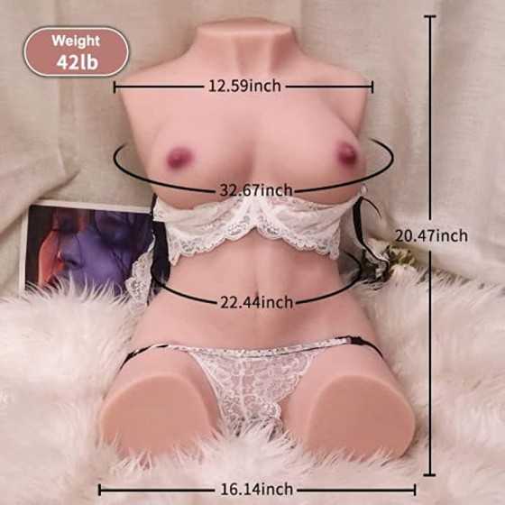 42LB Sex Doll Male Masturbator - Jaspik Torso Sex Doll with Big Boobs & Ass, Realistic Sex Doll with Simulated Vaginal and Anus,