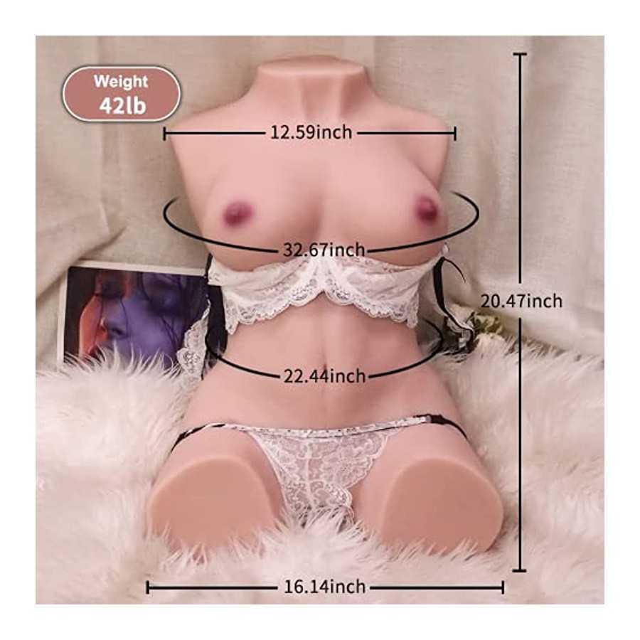 42LB Sex Doll Male Masturbator - Jaspik Torso Sex Doll with Big Boobs & Ass, Realistic Sex Doll with Simulated Vaginal and Anus,