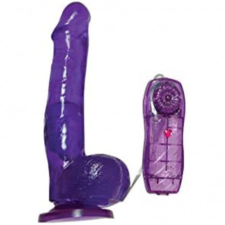 Vibrating Slim Jelly Dong with Suction Cup 7.5 Inch Sexy Purple