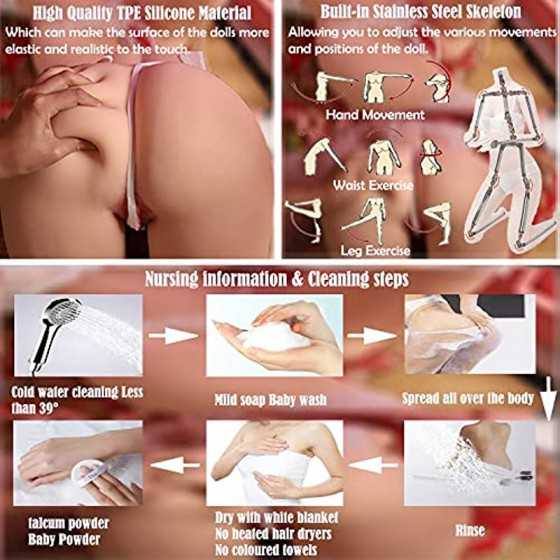 5.5 FT Large Soft Jelly Boobs Sex Doll Full Body Sex Doll Silicone Sex Doll Life Size Men Full Body Doll Sexy with Standing Feet