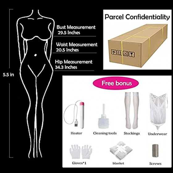 5.5 FT Large Soft Jelly Boobs Sex Doll Full Body Sex Doll Silicone Sex Doll Life Size Men Full Body Doll Sexy with Standing Feet