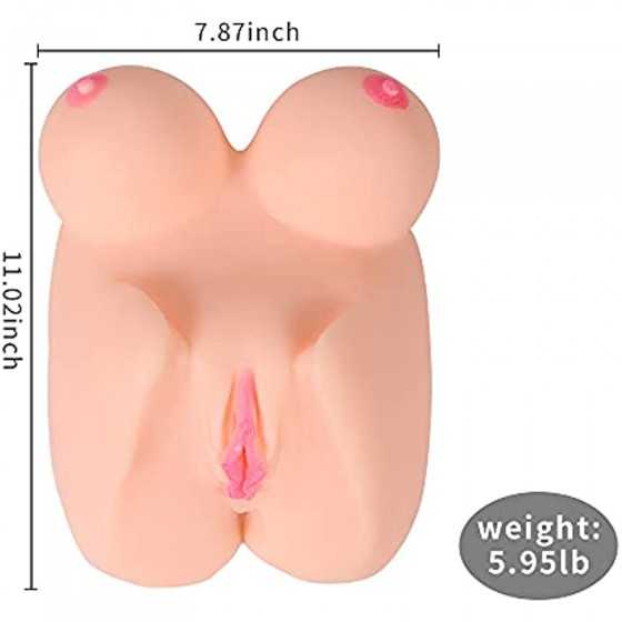 Lifelike Sex Doll Male Masturbator - Jaspik 3-in-1 Female Torso Love Doll with Big Boobs Tight Vaginal Anal, Easy to Carry, Adul