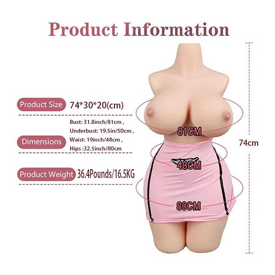 Lifelike 3D Sex Doll Male Masturbator Toy with Soft Big Boobs and Pussy Ass Butt, Siciley Love Doll with Tight Vaginal & Anal & 