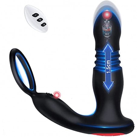 Prostate Massager Anal Vibrator Butt Plug Thrusting Dildo Cock Ring Sex Toys Men