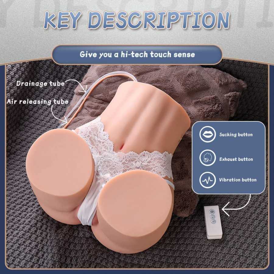 Sucking Vibrating Sex Doll Ass Male Masturbator, Jaspik 26.08lb Life-Size Female Torso Sex Doll with Vaginal and Anal, Auto-Clea