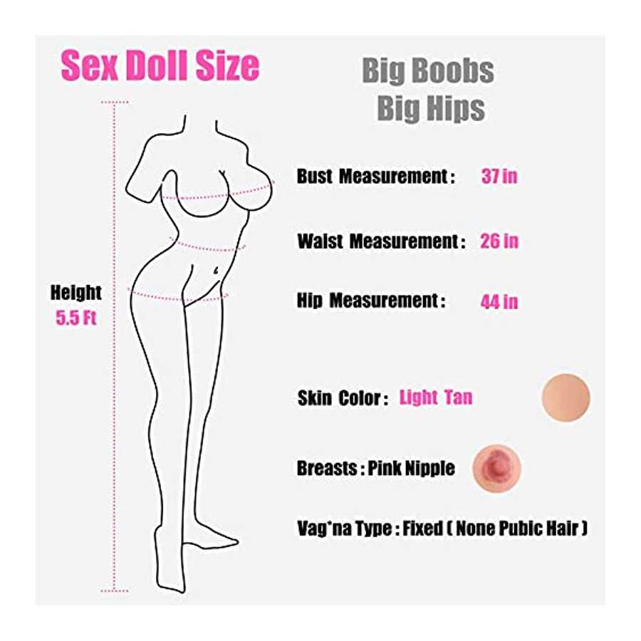 5.5Ft Super Boobs Sex Doll, Adults Life Size Sex Dolls, Soft Silicone Butt Female Doll, Realistic Women's Torso Love Doll, Tan S