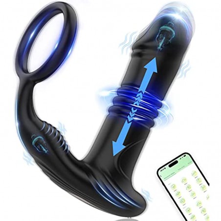App Anal Vibrators Large with Shock Function Prostate Vibrator with 6 Telescopy Modes 9 Vibration Modes Sex Toys Stimulator Anal