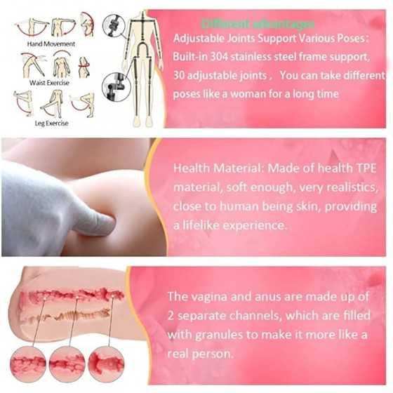 Full Adult Sex Toys Men Sex Dolls TPE Silicone Sex Doll Life Size Sex Doll Lifelike Women' Torso with Standing Feet Love Dolls U
