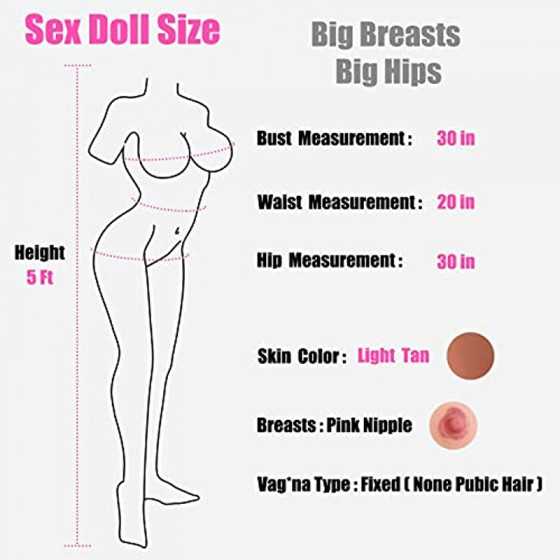 66lbs Big Boobs Sex Doll, 5Ft Sex Dolls Big Breasts, Simulation Adult Beauty Sex Toys, Lifelike Adult Love Doll, TPE Silicone Se