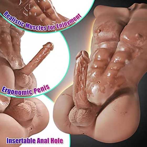 FST Male Exterior Shape Sex Doll with 7 Inch Erection Penis and 3D Realistic Muscle Design Love Doll for Women with Insertable A