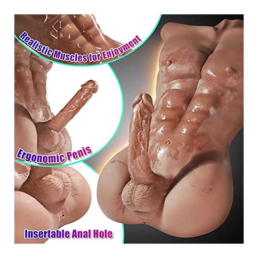 FST Male Exterior Shape Sex Doll with 7 Inch Erection Penis and 3D Realistic Muscle Design Love Doll for Women with Insertable A