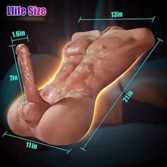 FST Male Exterior Shape Sex Doll with 7 Inch Erection Penis and 3D Realistic Muscle Design Love Doll for Women with Insertable A