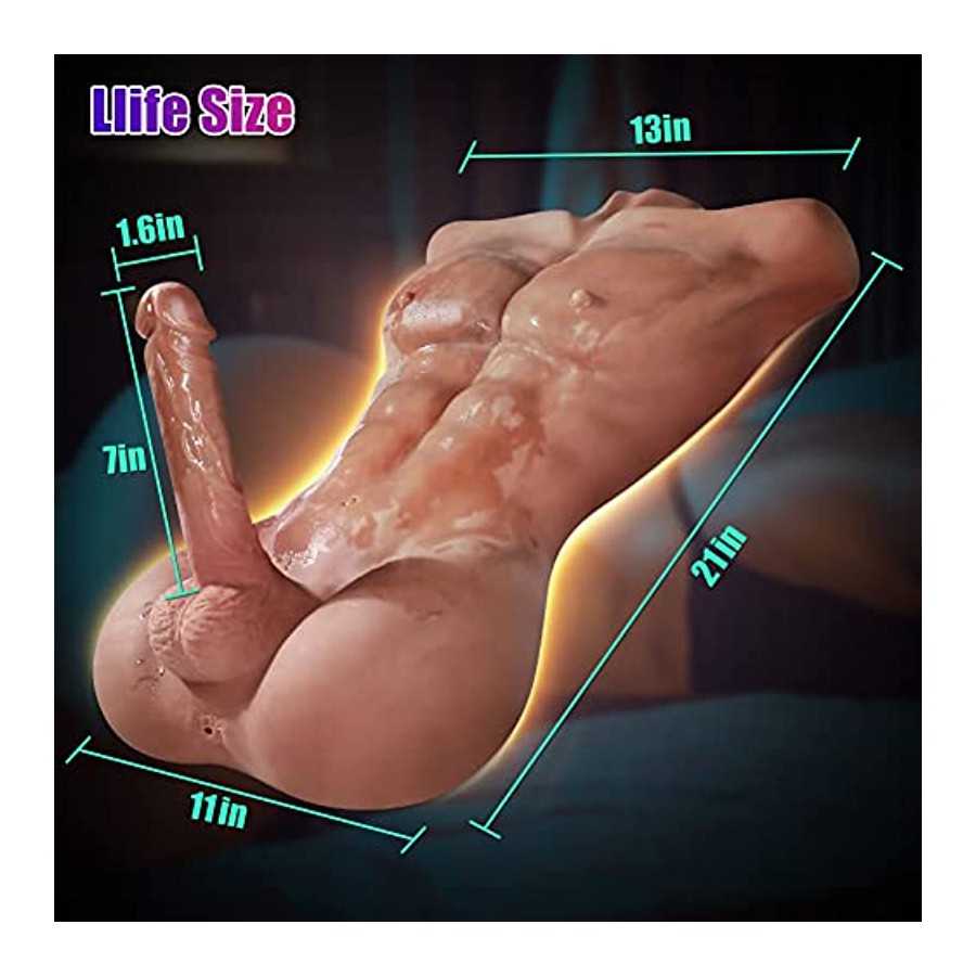 FST Male Exterior Shape Sex Doll with 7 Inch Erection Penis and 3D Realistic Muscle Design Love Doll for Women with Insertable A