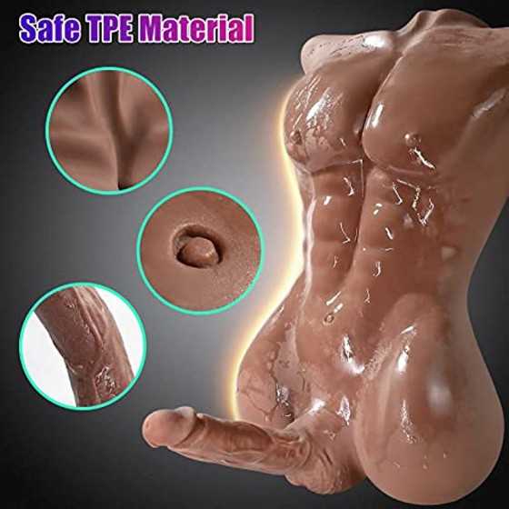 FST Male Exterior Shape Sex Doll with 7 Inch Erection Penis and 3D Realistic Muscle Design Love Doll for Women with Insertable A
