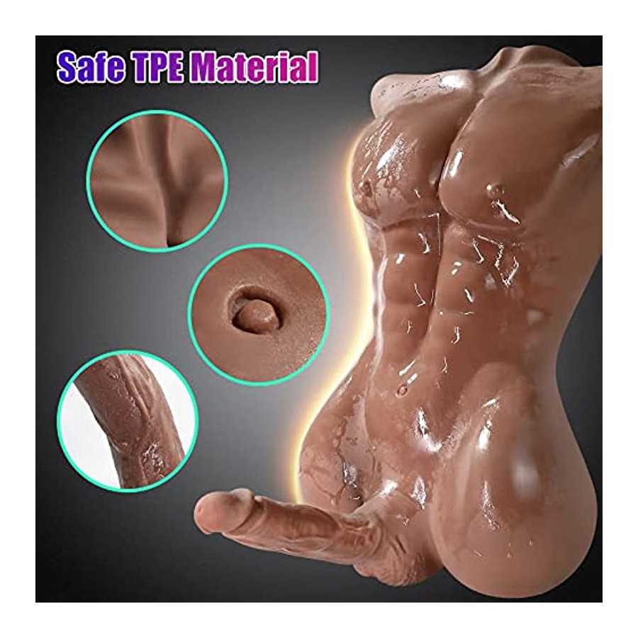 FST Male Exterior Shape Sex Doll with 7 Inch Erection Penis and 3D Realistic Muscle Design Love Doll for Women with Insertable A