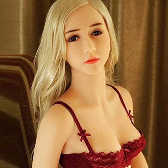 Silicone Sex Doll Head with Asian Women's Face, White Skin Adult Toy Lifelike Male Toys Skeleton Beauty Women for Man Adult Love
