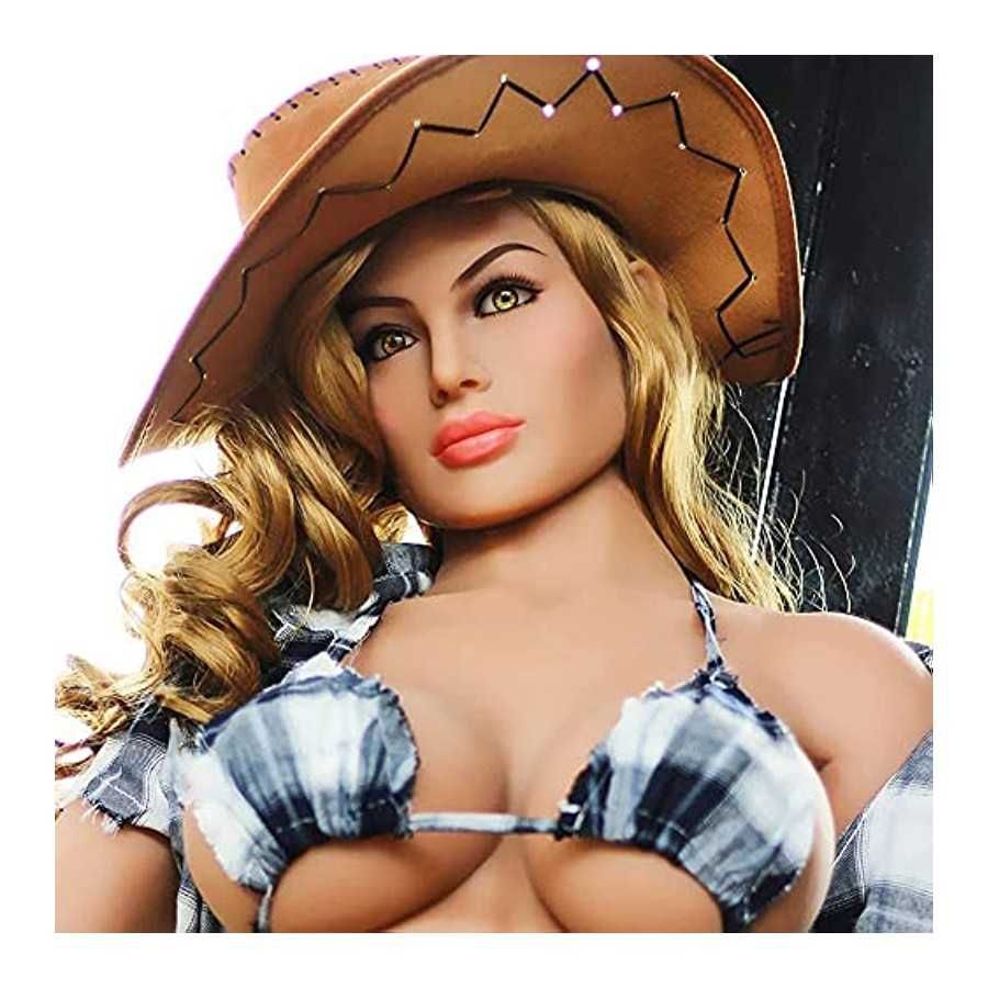 A Doll Head Male Masturbator TPE Pocket Pussy Male Sex Doll Silicone Love Sex Toy for Men Masturbation Tan Skin (Only Head)