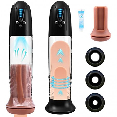 Electric Penis Vacuum Pump with Pocket Pussy, Automatic Male Masturbator Penis Enlargement Extend Pump with 4 Suction Intense, Adult Sex Toys Penis Enlarge Air Pressure Device for Men Bigger Erections