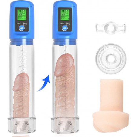 BIG SHOCKED Electric Penis Vacuum Pump, Automatic Vacuum Penis Enlargement Extend Pump with 4 Suction,Rechargeable Male Masturbator Penis Pumps for Men Strengthen Enlarger Booster Extender Blue