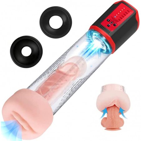 Automatic Sucking Penis Pump with Vagina Sleeve - LATUNE Rick, Electric Erection Pump Device with 5 Suction for Penis Enlargement, Male Masturbator Cock Pump with Pocket Pussy, Adult Sex Toys for Men