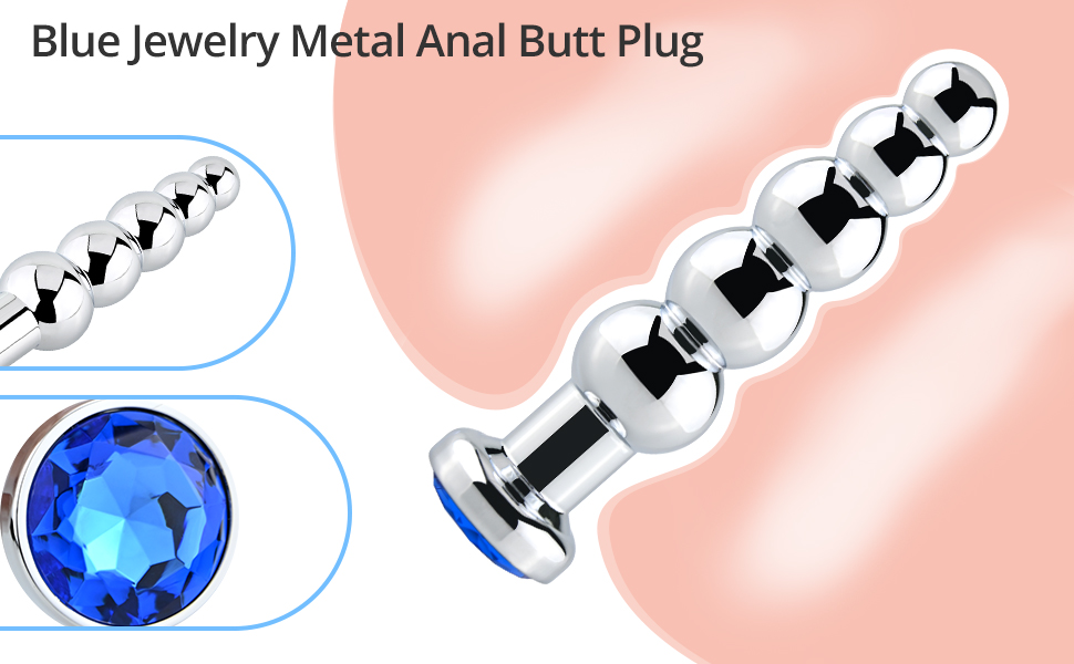 Blue Jewelry Metal Anal Butt Plug