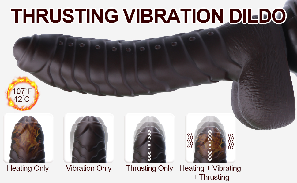 Thrusting Realistic Dildo Sex Toy for Women Black 8 Vibrating Modes Clitoral