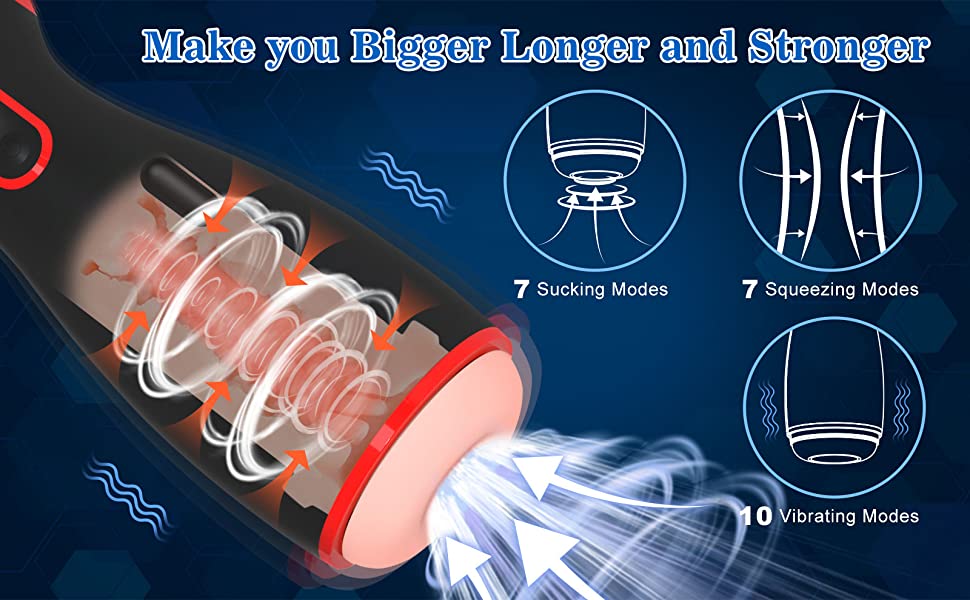hands free 7 sucking and squeezing automatic male stroker adult sex toy for men
