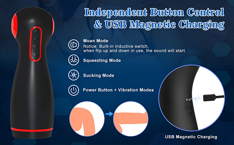 USB rechargeable electirc automatic male stroker with independent control motors