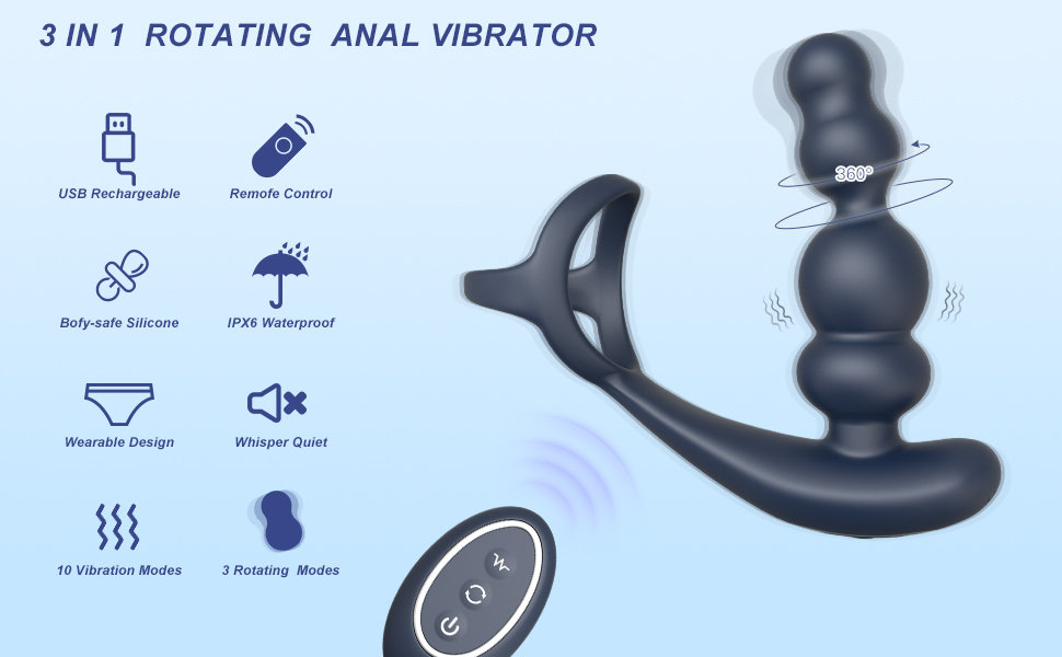 3 in 1 Rotating Anal Vibrator